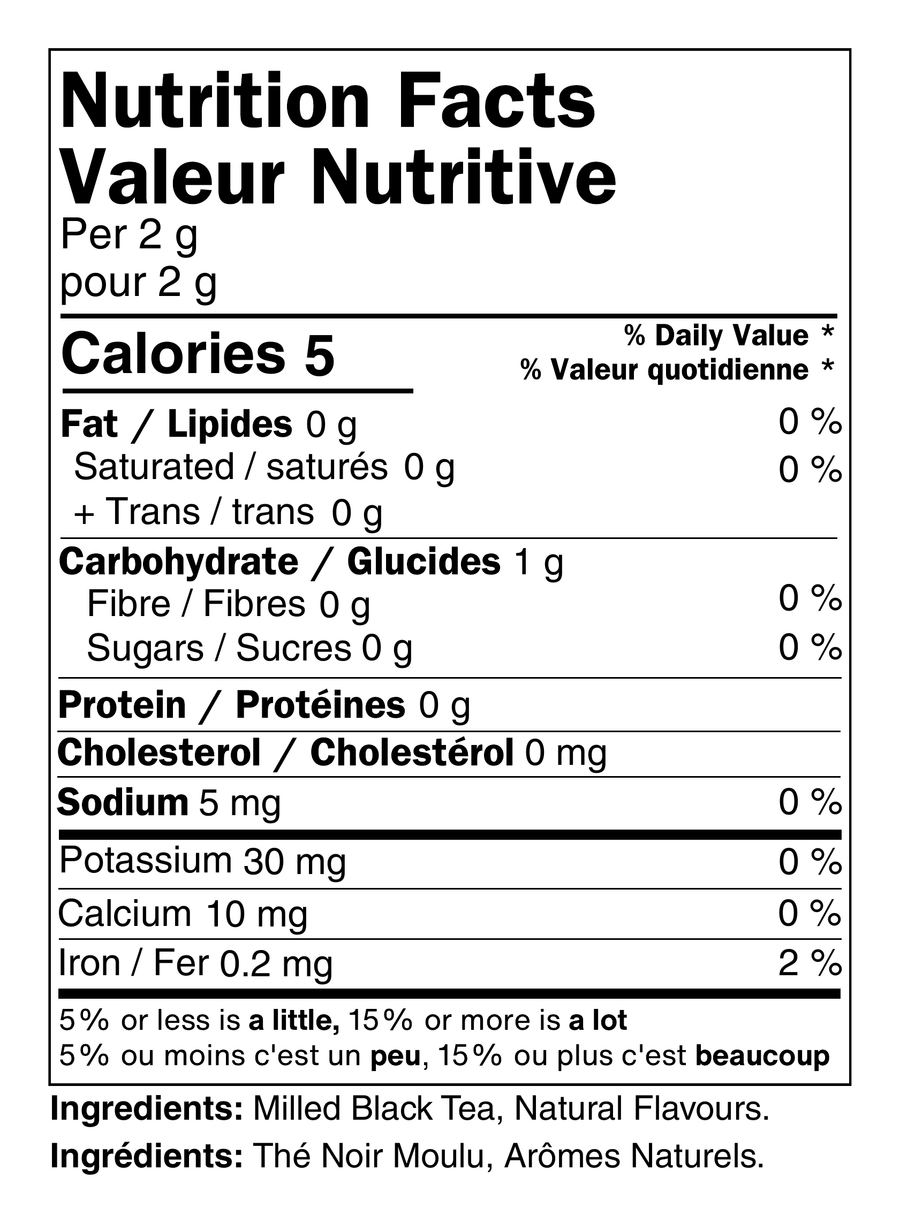 Nutrition Facts, per 2 g serving
