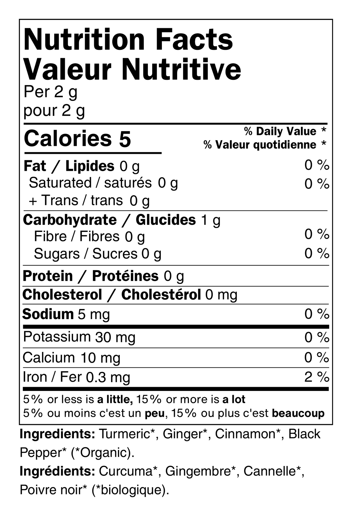 Nutrition facts, Microground Golden Turmeric Latte Mix